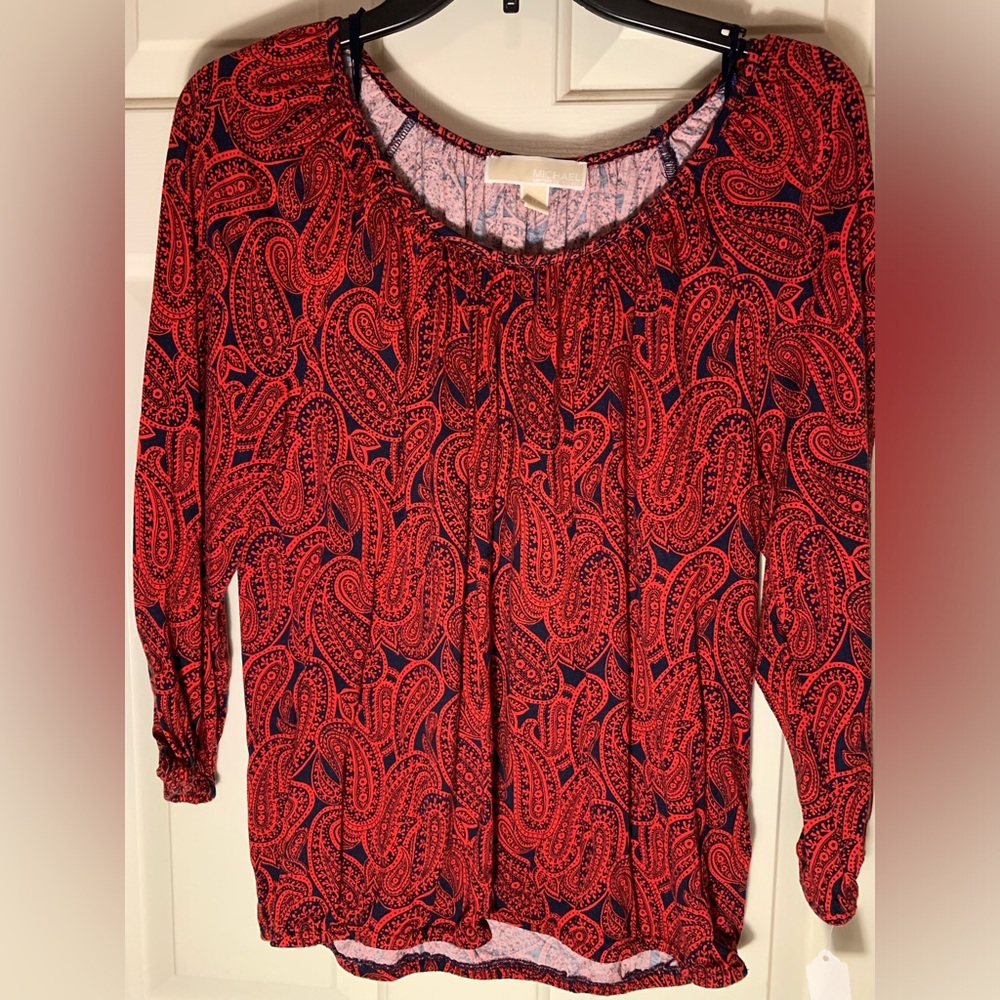 Michael Kors Medium 3/4 sleeve top Navy and red